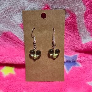 Transparent/Clear Heart Silver Drop/Dangle Earrings